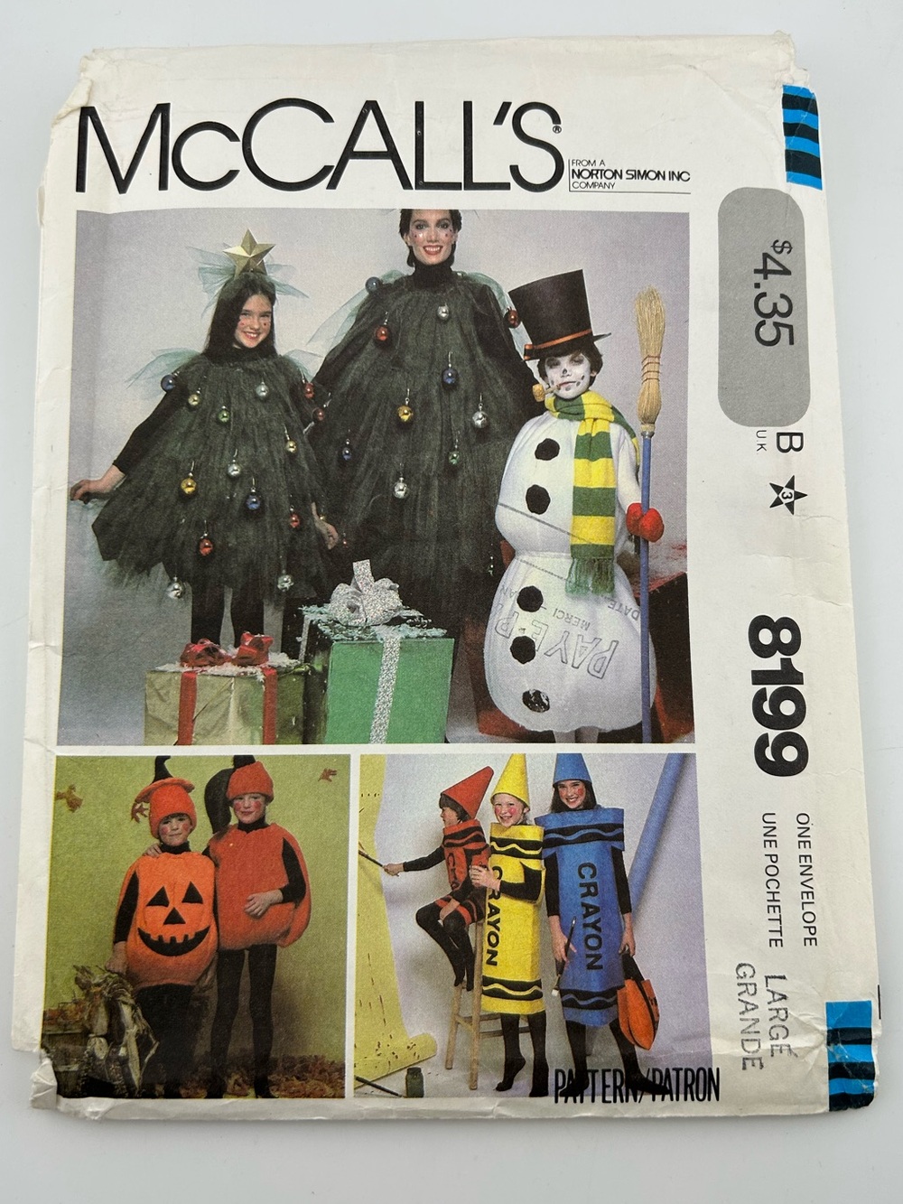 🪡 McCall’s Xmas Tree, Snowman, Crayon & Pumpkin Costumes Sewing Pattern 8199